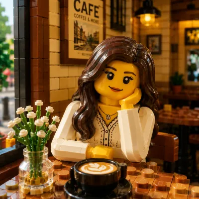 LEGO-style scene generated from a reference photo
