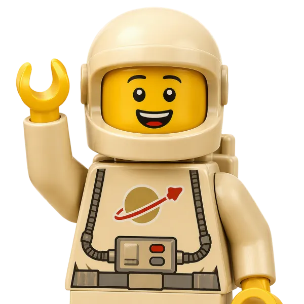A LEGO-style character ready to create